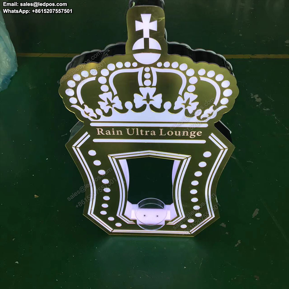 Wiederauf ladbare Gold LED beleuchtete Champagner Moetch andon Flasche Moderator verherrlicht Display Rack Weinflaschen halter VIP-Service