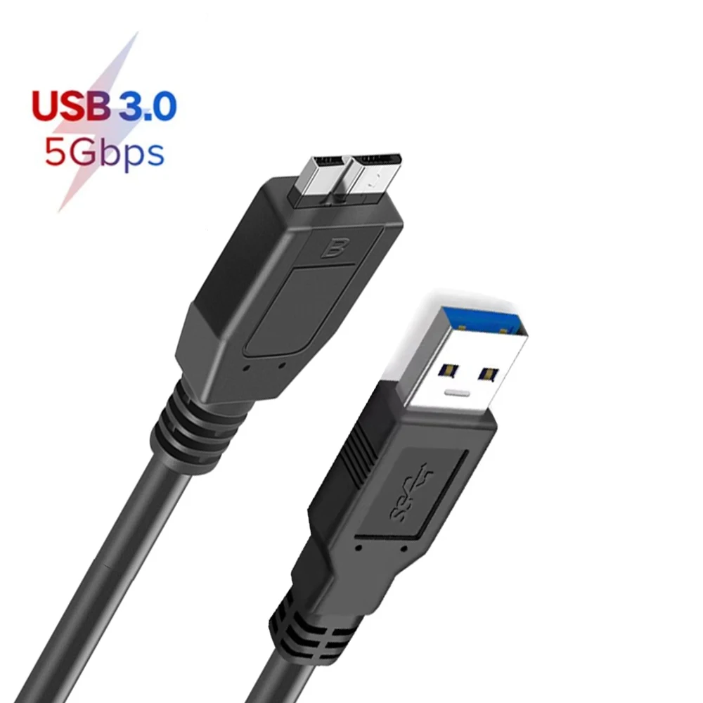 Cable de disco duro USB 3,0 Cable Micro B para HDD externo Cable de datos USB 3,0 para WD Hitachi Lacie Seagate Toshiba HDD portátil