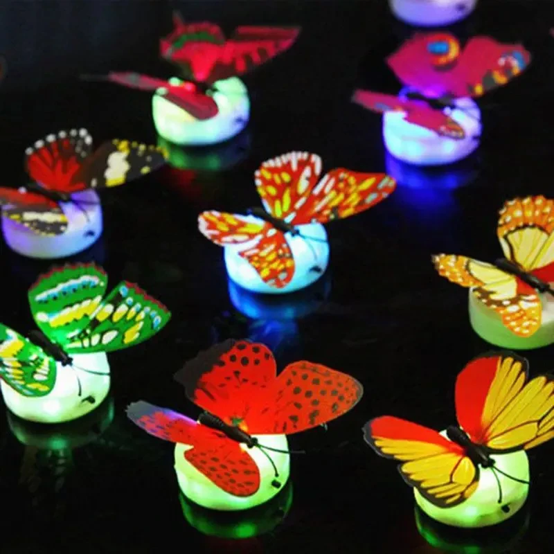 Ranpo Hot Butterfly Night Light Kreatywne Zabawne Kolorowe Świecące Światło Motylkowe Przyklejane Diy LED Domowe Dekoracyjne Lampy Ścienne