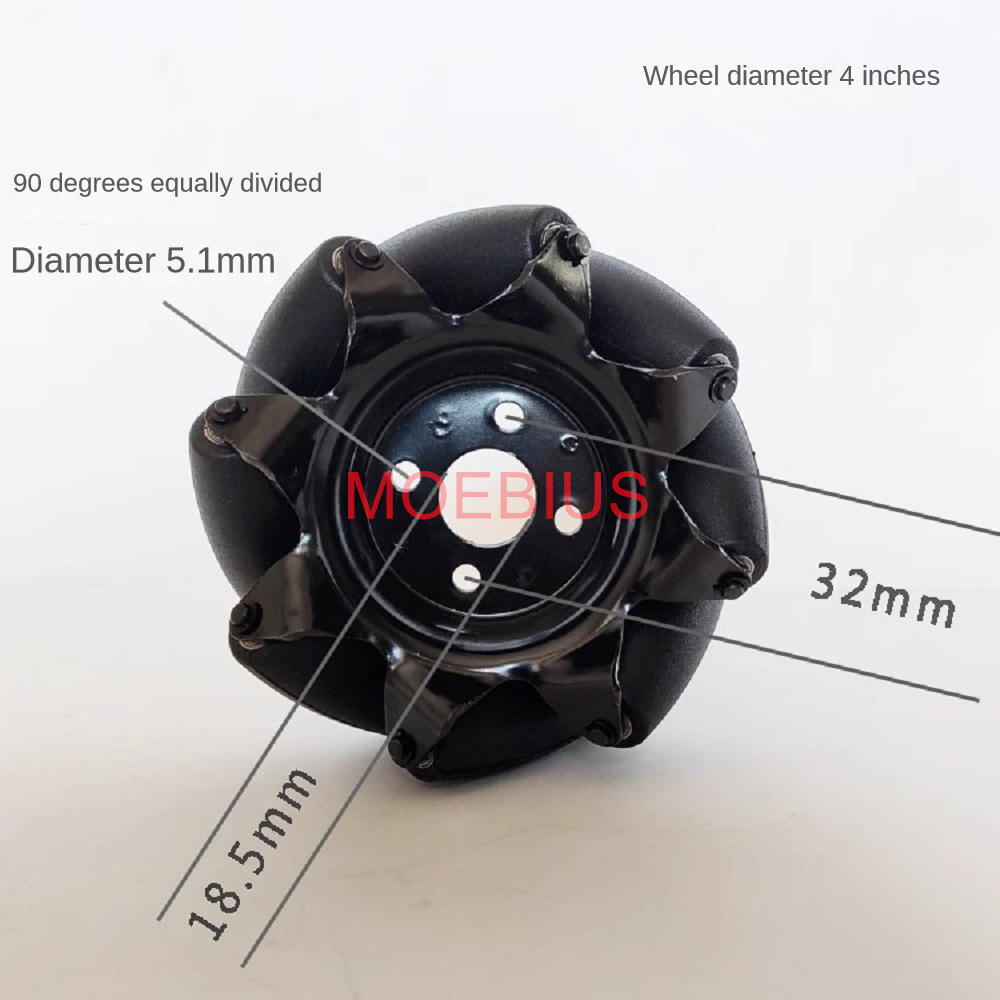ロボットカー用mecanumホイール、オムニホイール、ビッグロードロード負荷、300kg、4インチ、100mm、4ピース/セット
