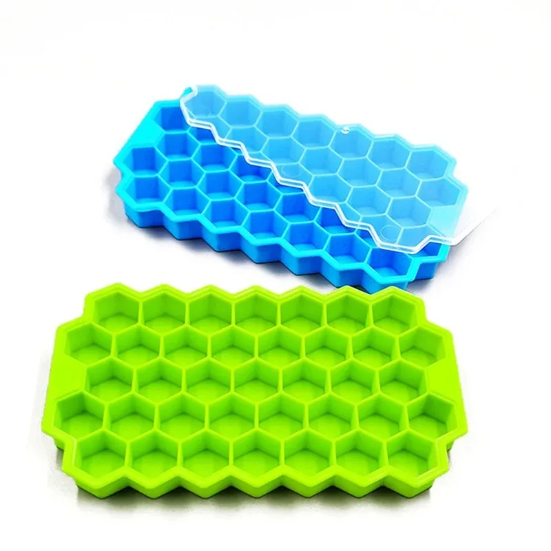 Honeycomb Ice Cube Trays with Removable Lids Silica Gel Ice Cube Mold BPA Free