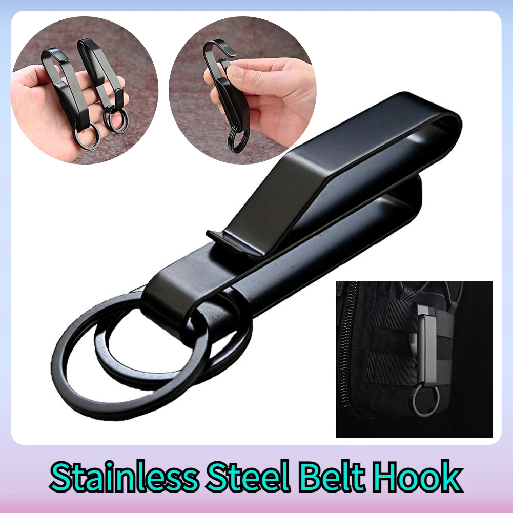 Steel Belt Hook Carabiner Car Keychain Belt Hanger Bottle Hook Camp Water Holder Tactical Outdoor EDC Buckle Tool