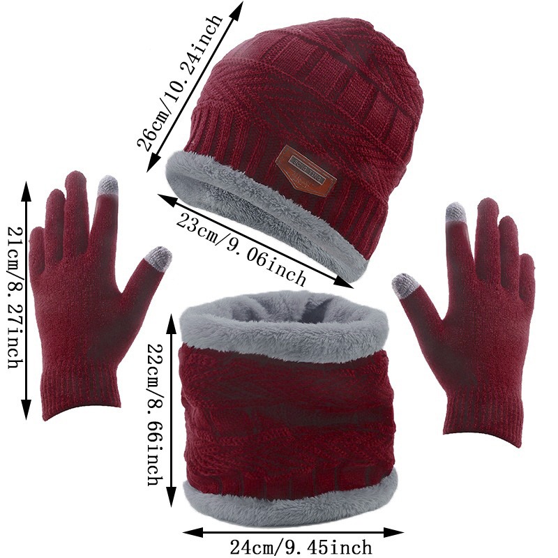 3 pièces/ensemble hiver chaud velours chapeau écharpe gants ensemble pour hommes femmes en plein air équitation chapeau bonnets cou Protection écharpe casquette