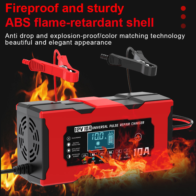 12V 10A 車のバッテリー充電器スマート電動バイク充電器 Lifepo4 鉛酸 AGM ゲル PB 14.6V 10A リチウム電池修理