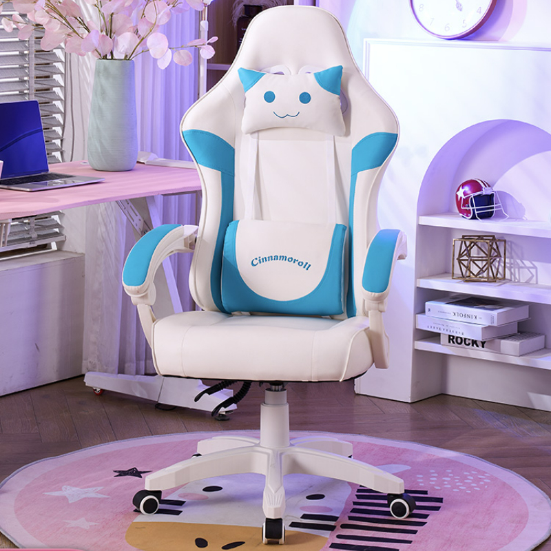 เก้าอี้เล่นเกมสีชมพูน่ารักการ์ตูนห้องนอนLive Ergonomic Officeเก้าอี้Gamerคอมพิวเตอร์เก้าอี้ล้อเลื่อนสบายเฟอร์นิเจอร์สํานักงานสาว