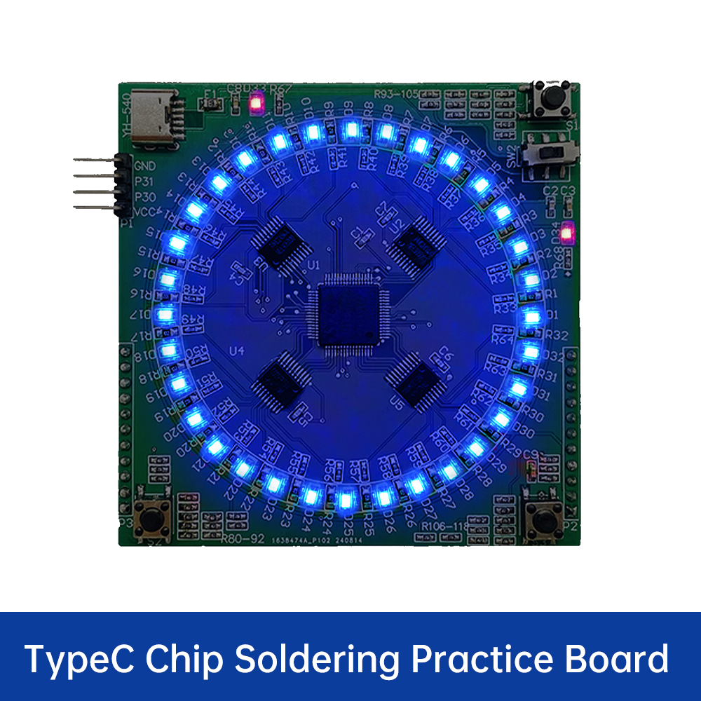 LQFP64 LED Flowing Lamp Diy Kit Welding Practice Module SMD Soldering PCB Electronic Light-emitting Components for Beginners