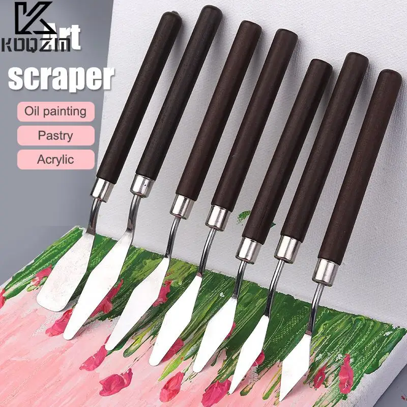 1-7 Chiếc Thìa Đũa Inox Bộ Bảng Gouache Tiếp Liệu Sơn Dầu Dao Mỹ Thuật Tranh Bộ Dụng Cụ linh Hoạt Lưỡi Dao