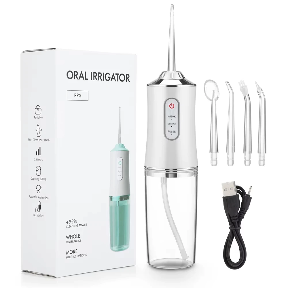 Irrigator ปาก 220ML USB ชาร์จทันตกรรม flosser ทันตกรรมแบบพกพากันน้ํากันน้ํา irrigator ทําความสะอาดฟัน