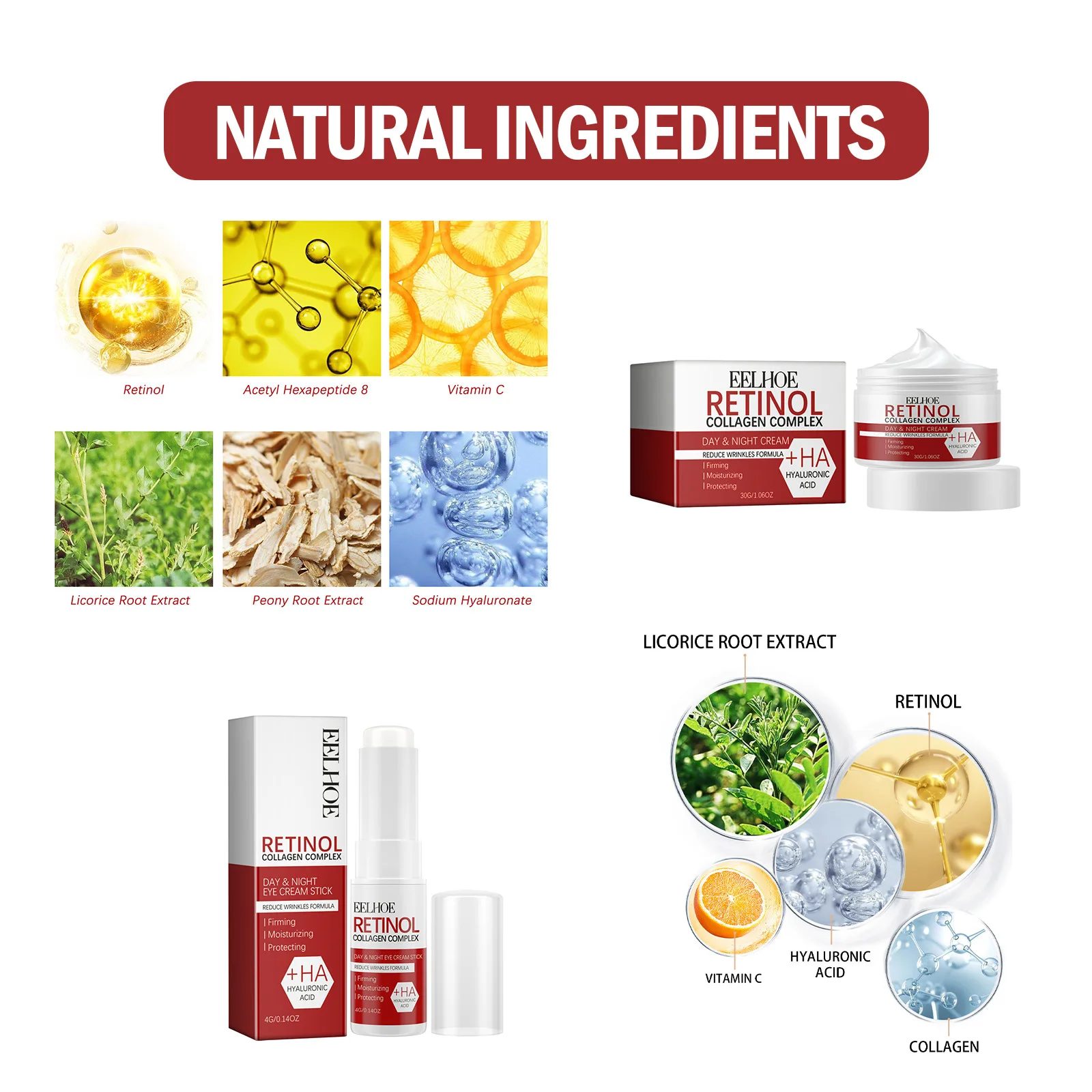 Retinol removedor de rugas rosto conjunto instantâneo endurecimento levantamento anti-envelhecimento soro desvanece-se linhas finas clareamento coreano produtos de cuidados com a pele