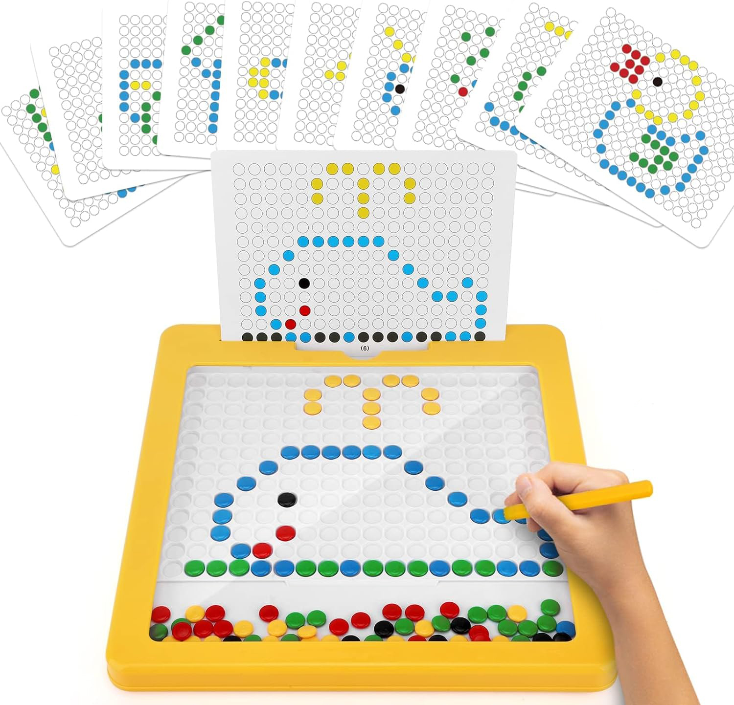 Tablero de dibujo magnético para niños pequeños, cuentas magnéticas y bolígrafo, tablero de dibujo Montessori, juguetes educativos sensoriales de viaje