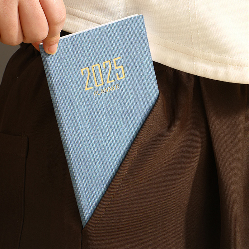 A6 2025 ポータブルプランナー 365 日耐久性のある Pu カバー毎日週間スケジュールノートブックコンパクトカレンダージャーナル学校オフィスアジェンダ