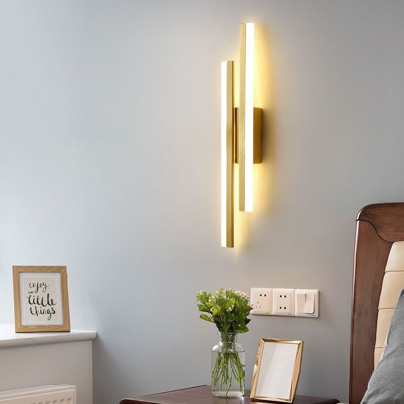 LED Schlafzimmer Wand leuchte Wand leuchten Kupfer Linie Rohr Acryl Lampen schirm Innen beleuchtung für Wohnzimmer Korridor Leuchte