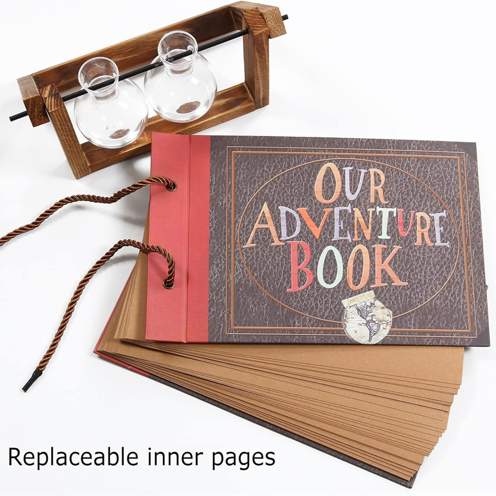 Álbum de fotos de aventura DIY de 40 páginas, álbum de fotos hecho a mano, libro de aventuras, álbum Retro Kraft, libro de invitados de boda y aniversario