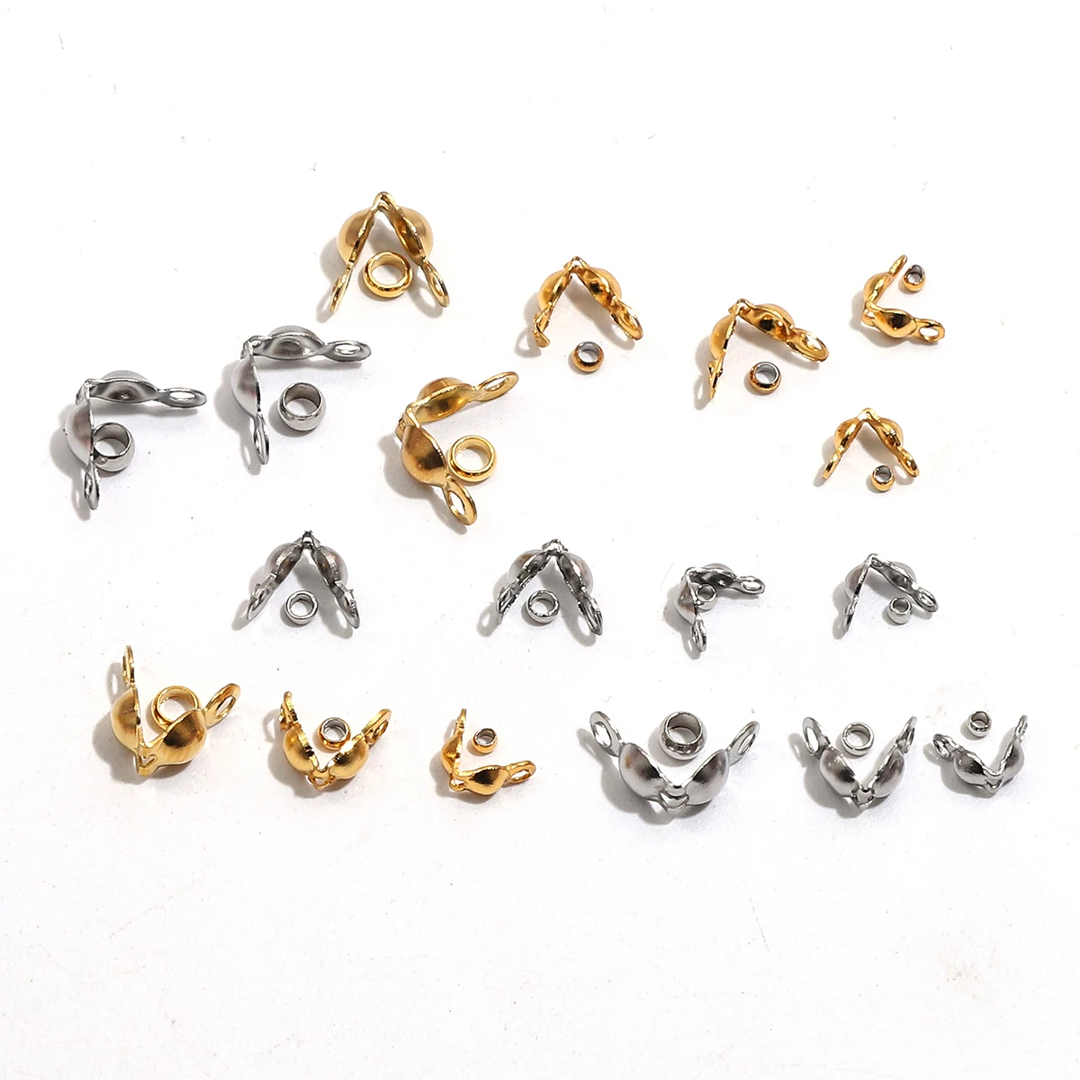 100 pçs/lote aço inoxidável banhado a ouro conector fecho friso final contas para pulseira colar correntes diy jóias fazendo suprimentos