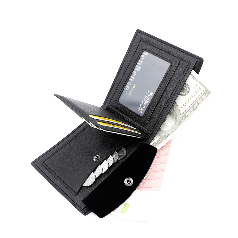 スリム男性財布新しいショートジッパーカードホルダーフォトホルダー男性財布シンプルなコインポケット高品質 Pu レザーメンズ財布