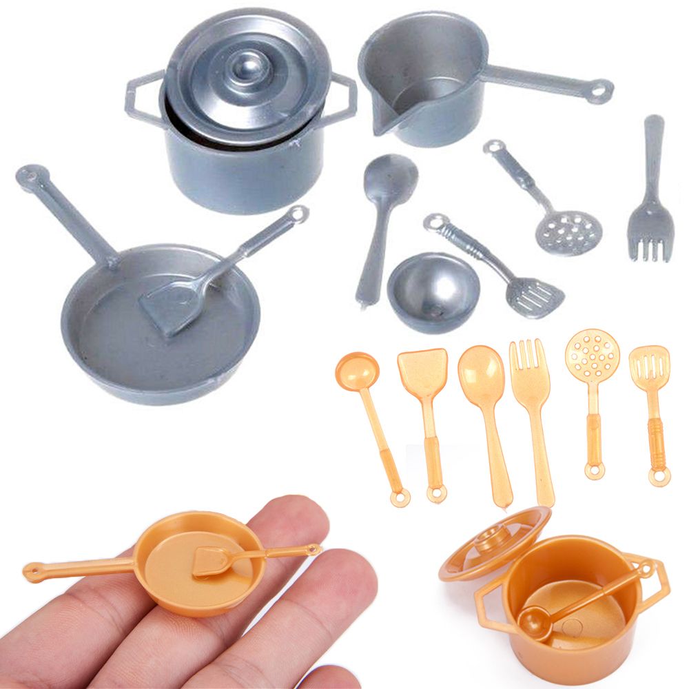 10/11 個 1:12 スケール食品おもちゃパンフォークポットままごとミニチュア調理器具人形アクセサリードールハウスキッチン食器モデル