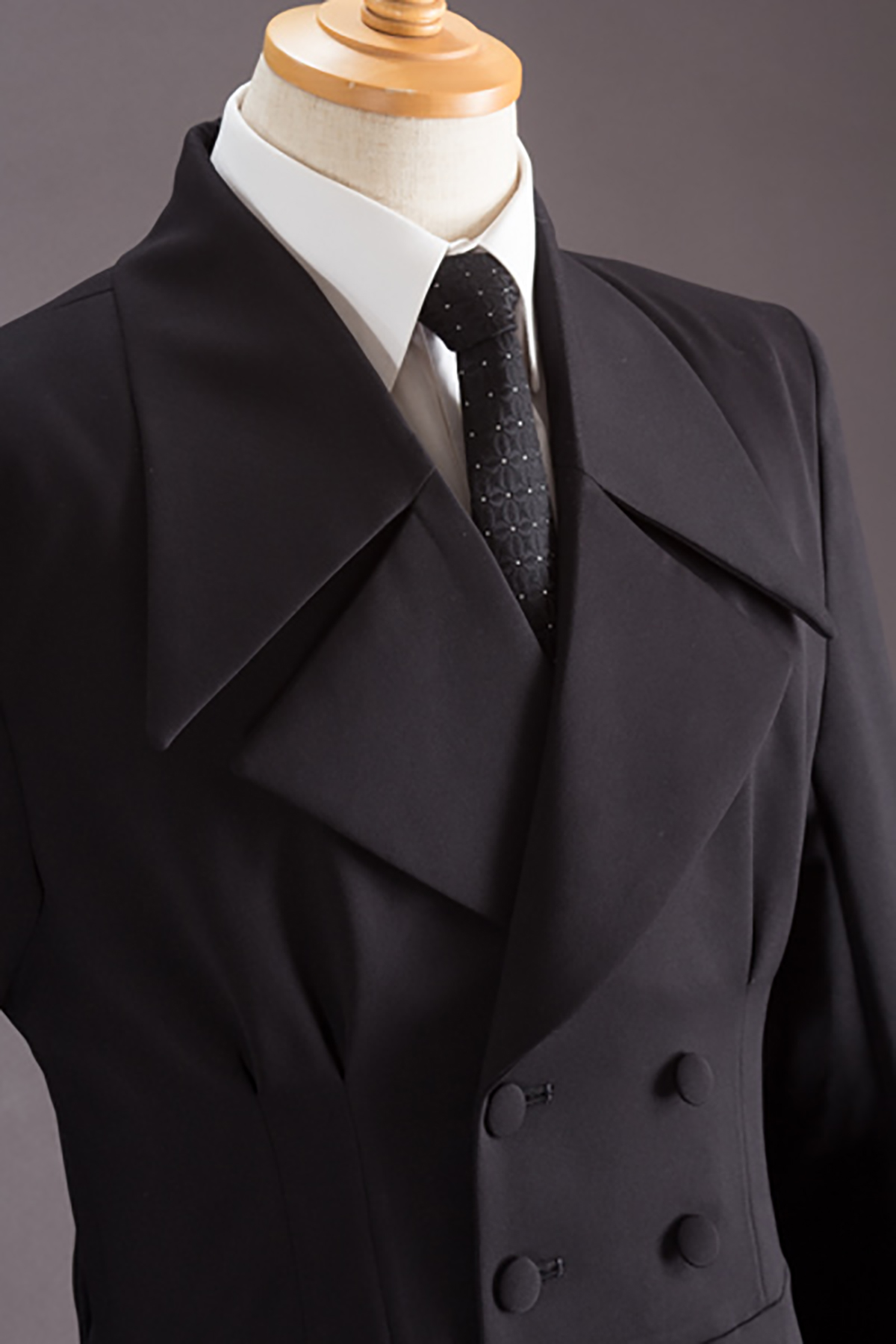 Long Black Coat Classic Peaked Lapel Double Breasted Trench Autumn Winter Out Wear Custom made