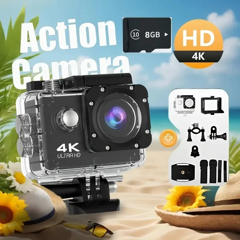 Cámara de acción 4K con 120 °   Gran angular + WiFi - Control de aplicaciones, capaz de disparar en escenas como bucear y esquiar