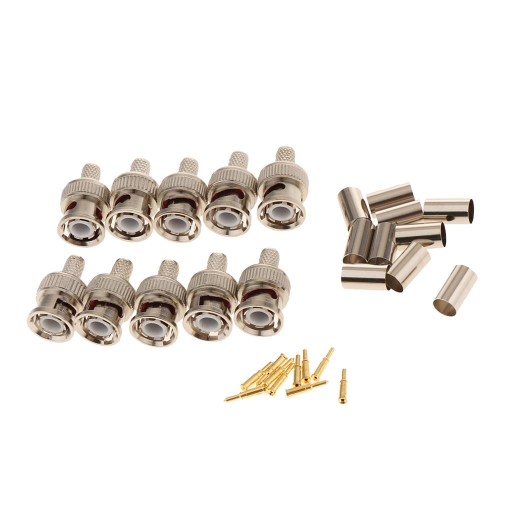 Conectores Bnc macho de 10 piezas, conector de tornillo sin fin RG59, accesorios para Cable