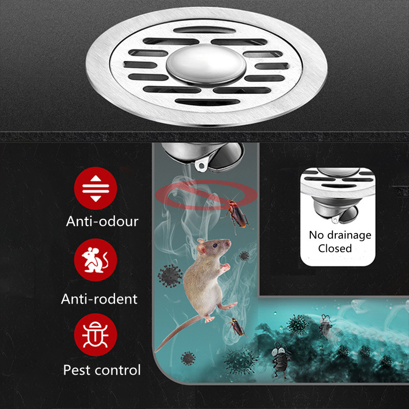 Desagües de suelo de acero inoxidable, escurridor antiolor para ducha, bañera, fugas en el suelo, recogedor de pelo, accesorios de Hardware para cocina y baño