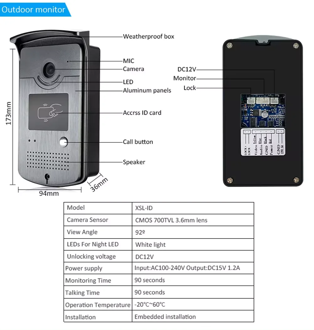 Tuya Smart Home 9 inch WIFI Monitor Intercom Access Control System with RFID Outdoor Camera APP Phone Unlock