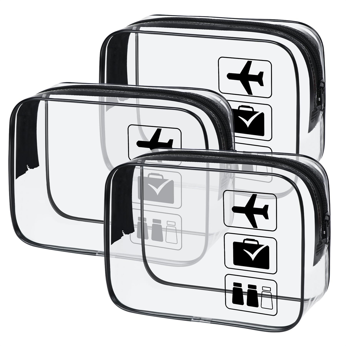 Borsa da viaggio da viaggio approvata TSA da toilette trasparente da 1 pezzo, borsa conforme per accessori per l'aviazione dell'aeroporto, dimensioni Quart da donna e M