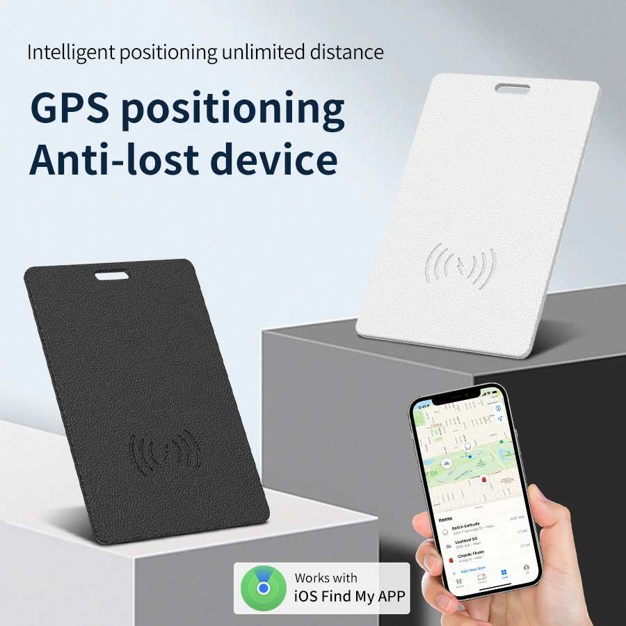 Anti-verlies GPS Smart Tag Bluetooth-locatiekaart IPX5 Waterdicht Draadloos opladen voor IPhone Apple Vind mijn app Airtag-vervanging