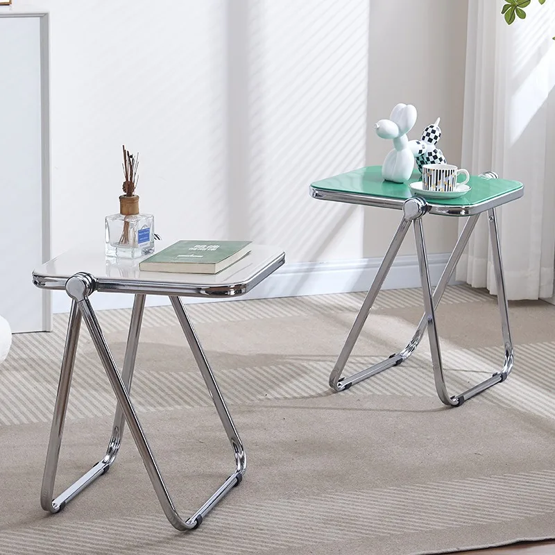 Table d'appoint pliante-table basse transparente à la mode pour salon canapé coin et balcon Table basse