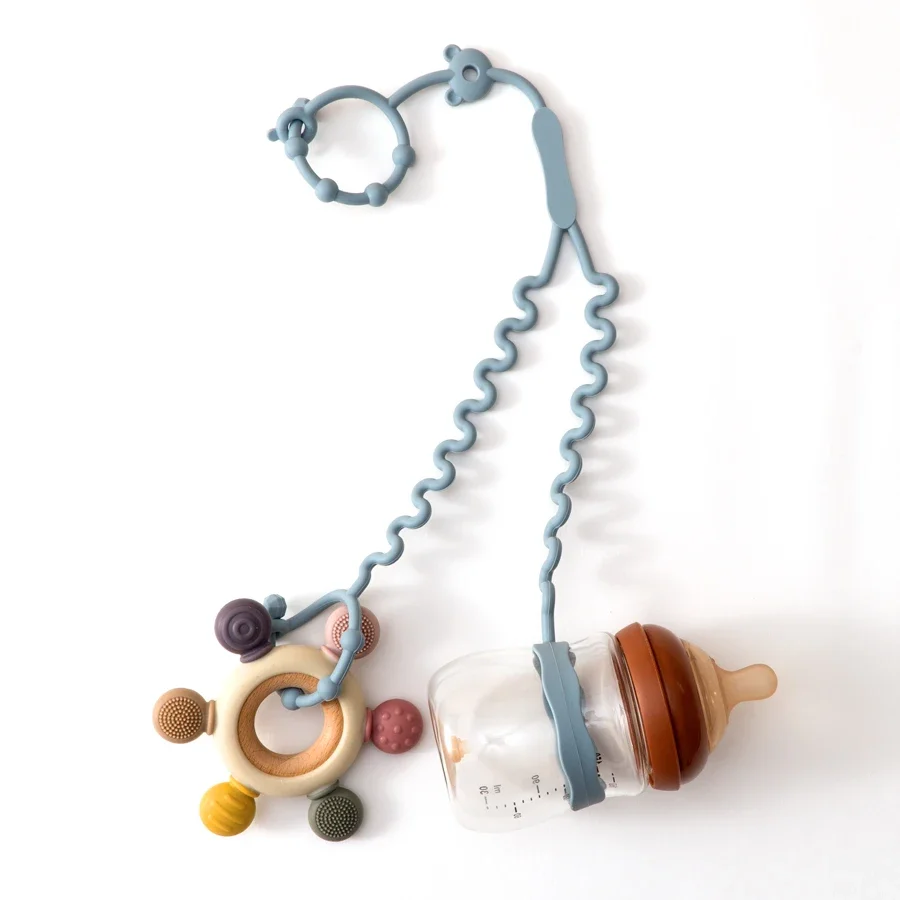 Neue 1 STÜCK Baby Schnullerkette Mit 2 Clips Säuglingsflaschenkette Verstellbare Silikon Schnullerkette Beißring Spielzeug Kinderwagen Zubehör