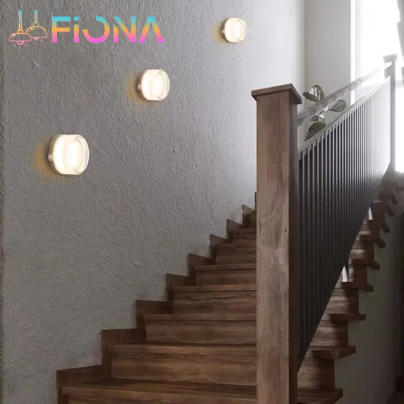 Moderna lâmpada de parede redonda led acrílico luz arandela sala estar aisel corredor quarto banheiro decoração casa iluminação interior