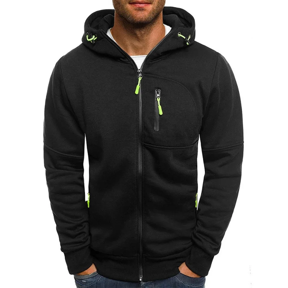 Moletom com capuz masculino de manga comprida com zíper design moletom com capuz para roupas esportivas slim fit jaqueta casual