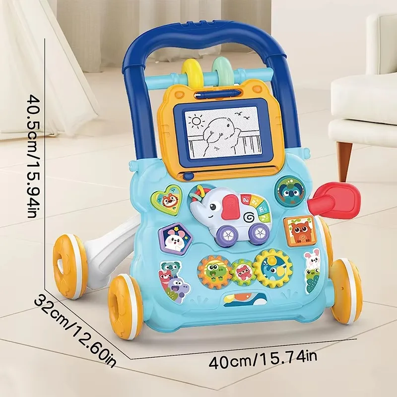 PANGDUBE Andador de bebé educativo temprano con tablero de arte, juguete para actividades de bebé, juguetes para aprender a caminar, caminantes para caminar asistido por bebés