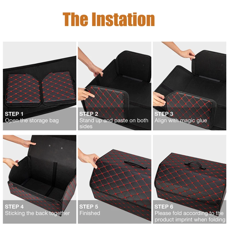 รถ Trunk Organizer กล่องขนาดใหญ่ความจุ Auto Multiuse เครื่องมือเก็บกระเป๋าจัดเก็บหนังพับสําหรับฉุกเฉินกล่อง