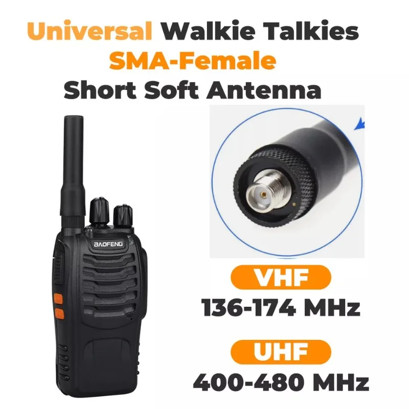 Baofeng-walkie-talkie,メス,bncオス,モバイルハム,SF-20, SMA-F, 144 mhz,430mhz用のソフトデュアルバンドアンテナ