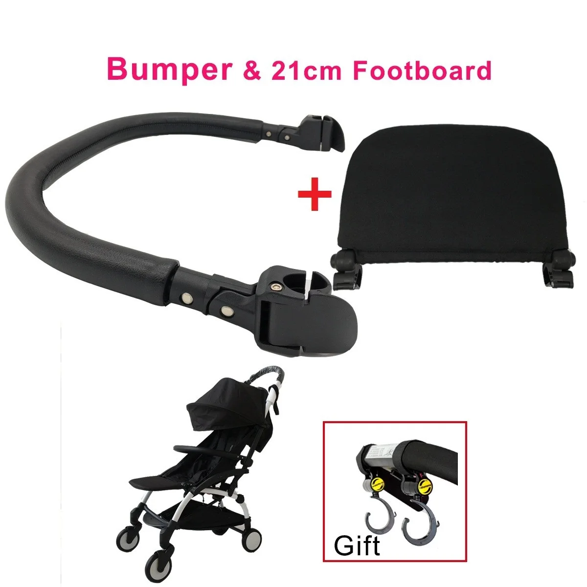 MomTan ®   Acessórios para carrinho de bebê, apoio de braço, couro pu, barra amortecedora, corrimão, estender, pedal, compatível com babyzen yoyo 2 yoyo 3