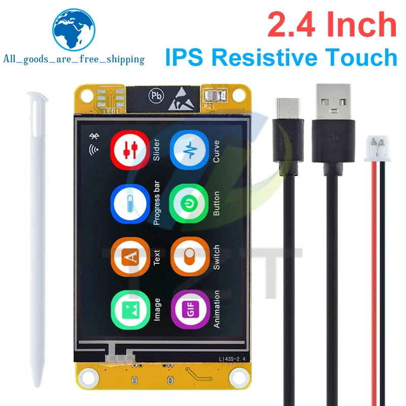 TZT ESP32 LVGL WIFI&Bluetooth Development Board 2.4 inch LCD TFT Module 240*320 Smart Display Screen With Touch WROOM
