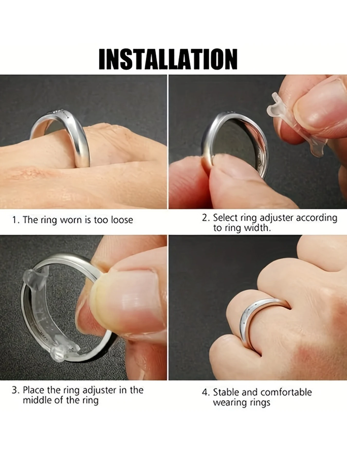 Juego de 12 almohadillas para ajuste de anillos.