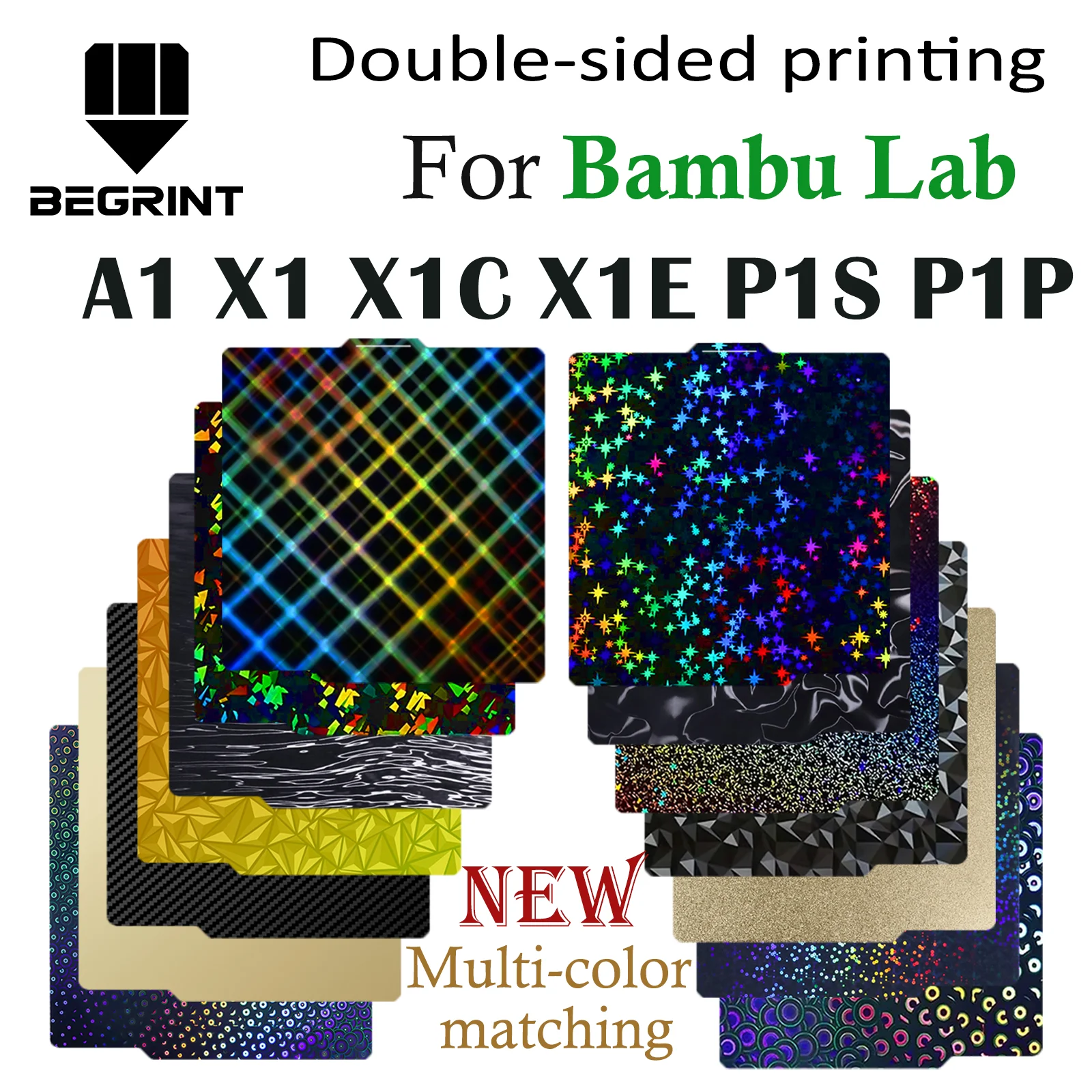 Сборная пластина для Bambu Lab A1 P1P P1S Smooth X1C Пружинный стальной лист Двусторонний 3D-принт Для Bambu Bamboo X1 Карбоновая пластина Кровать