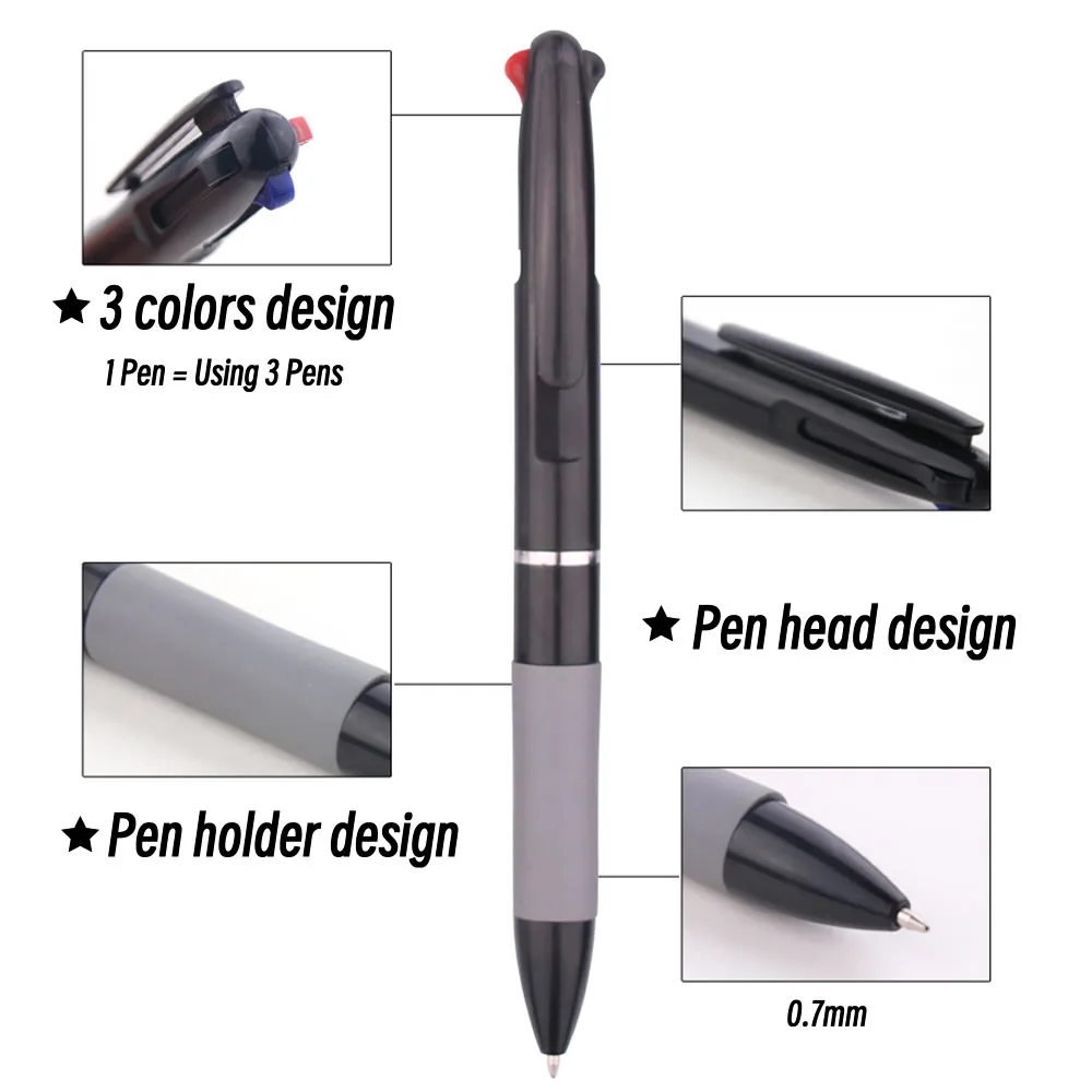 3 in 1 Rosso/Nero/Blu Inchiostro Colore 0.7mm Studente Penne a sfera Punto a sfera Scrittura di cancelleria Materiale scolastico fine Matite Ufficio