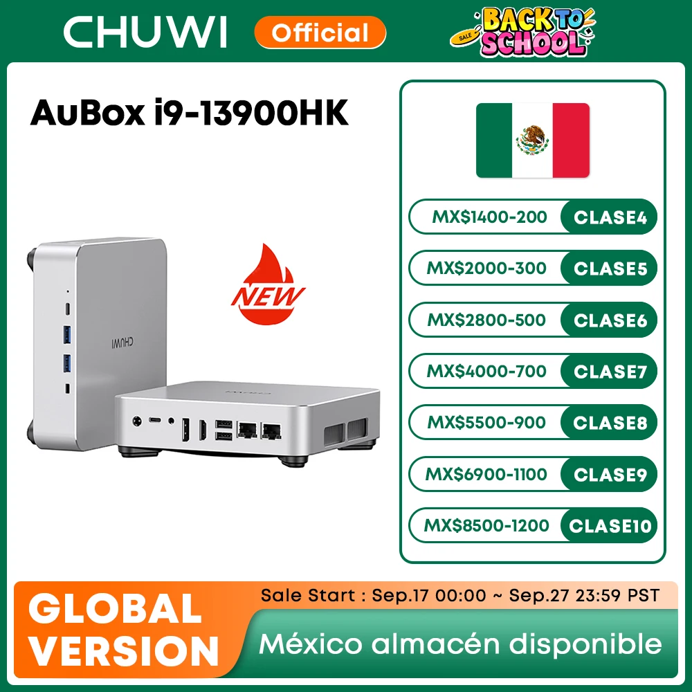 CHUWI AuBox Mini PC 14 núcleos i9-13900HK 32GB DDR4 1TB SSD Windows 11 Pro WiFi 6 BT 5,2 extender M.2 1T * 2 computadora de escritorio