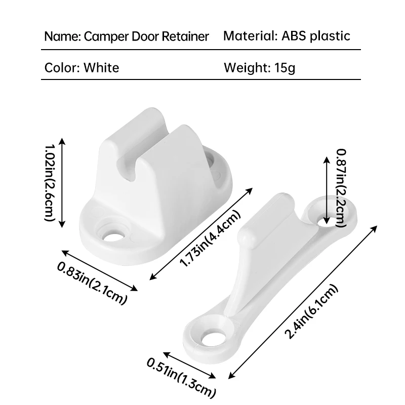 Motorhome door stopper, T-shaped door stopper fixed buckle set, suitable for motorhomes and campers white\black