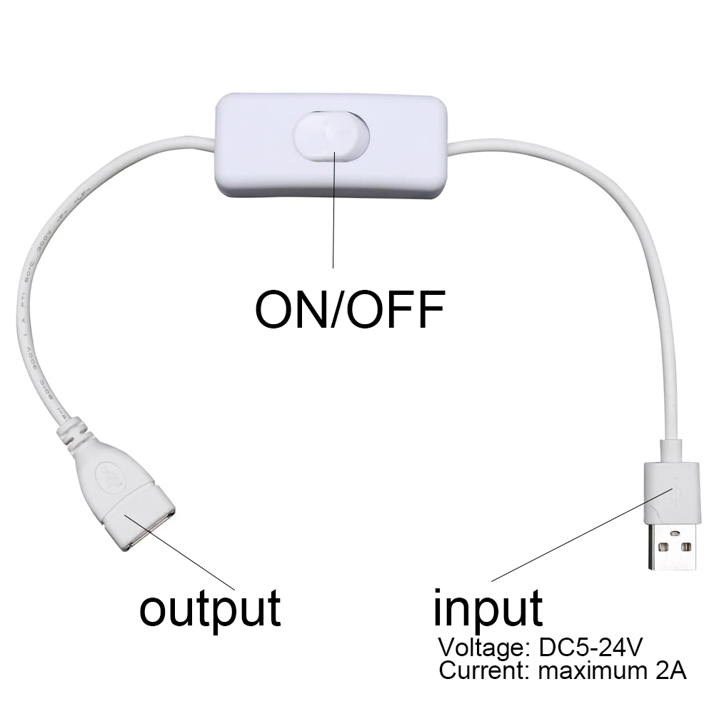 Cabo USB com interruptor liga/desliga, extensão de cabo para USB LED String USB Gadget Ferramentas de dispositivo de fonte de alimentação USB ﻿