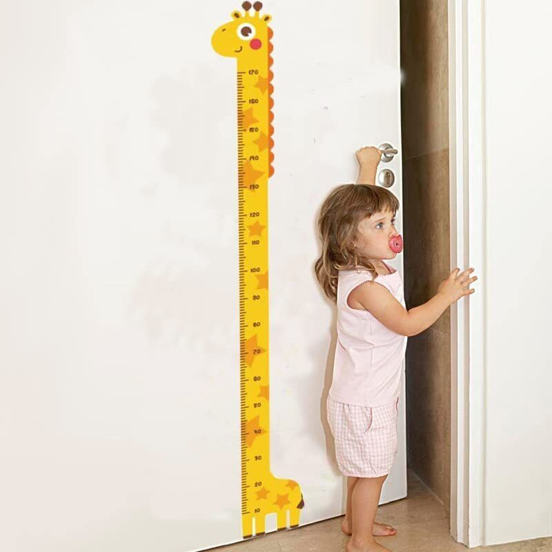 Pegatinas de pared con tabla de crecimiento de medición de altura para niños, calcomanías de medida de altura de animales de dibujos animados para dormitorio de niños, guardería de bebé