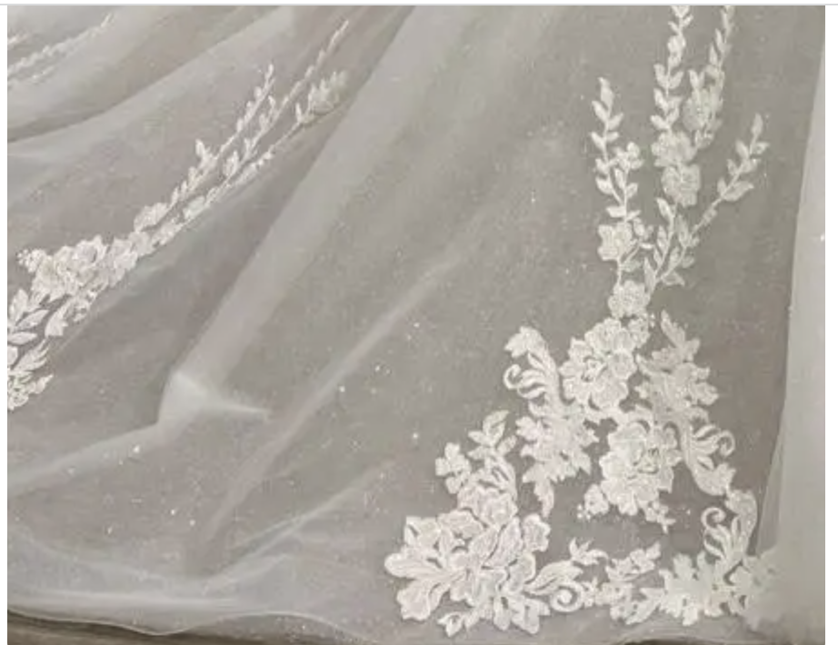 Spitze Applikationen Glitzer abnehmbare Hochzeit Zug Shinny abnehmbaren Rock für Kleider Boho Braut Überrock
