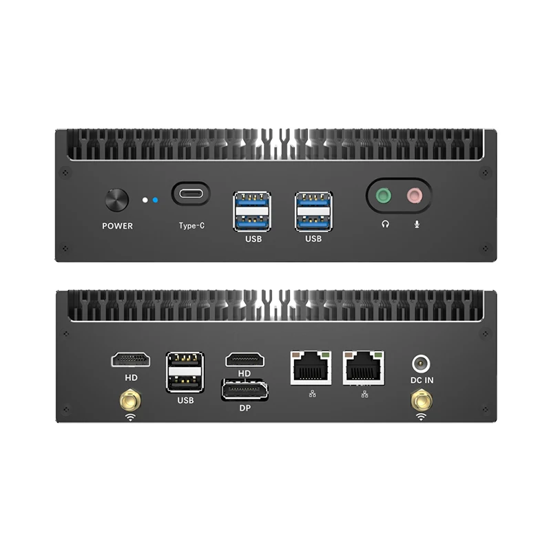 Fanless Intel 13th Generation i7 1355U i5 1335U Min PC Dual-DDR4 2x M.2 NVME SSD Slots 4K UHD WiFi6 Thunderbolt 4 Computer