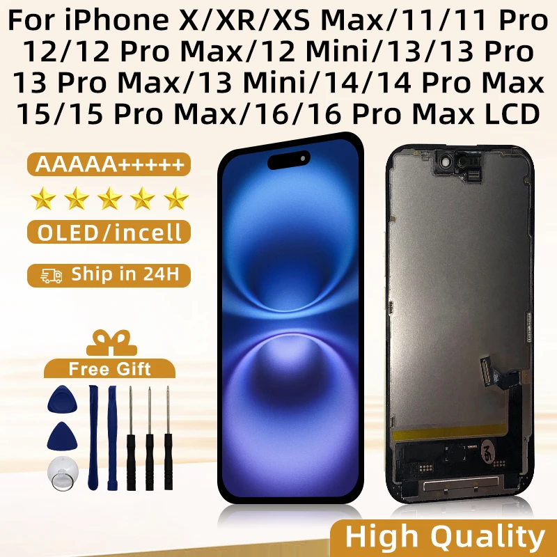 Choice OLED para iPhone X XR XS MAX 11 11 Pro 12Pro 12 pantalla LCD digitalizador para iPhone 12 Mini 13 14 Pro Max 15 Incell