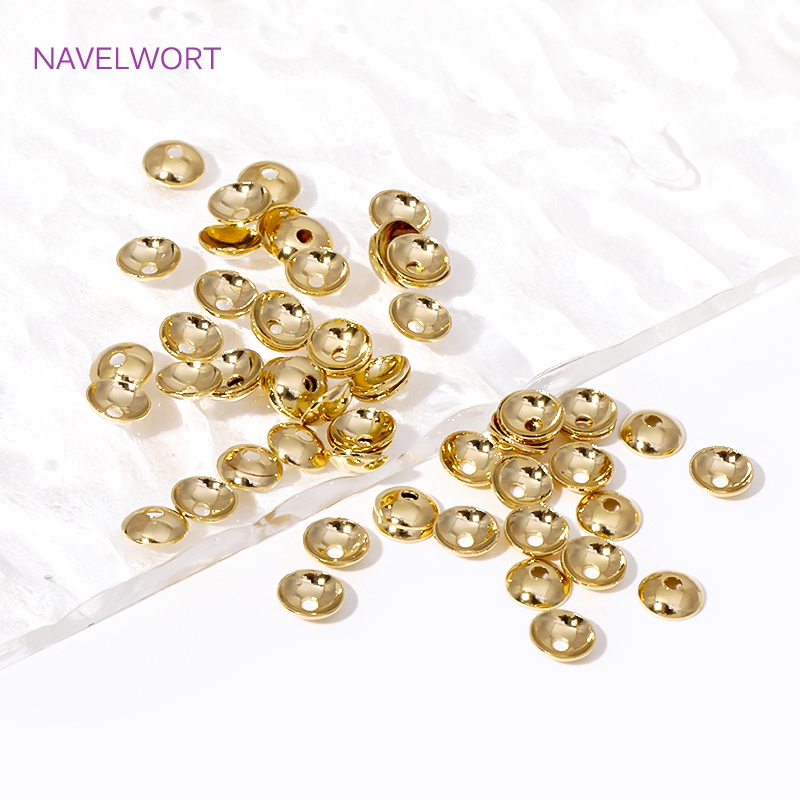 шапочки для бусин колпачки для бусин Латунные круглые бусины с золотым покрытием 14 к, 3-4 мм, 50/100 шт.