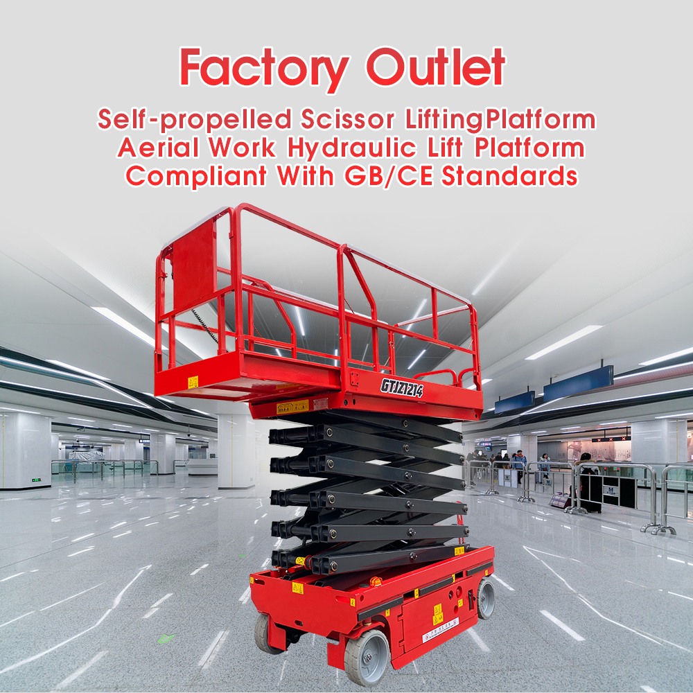 Plataforma de trabalho aérea de elevador de tesoura autopropelido, 8m, 450kg, elevador de acionamento hidráulico, caminhada automática, mesa de elevação elétrica de tesoura