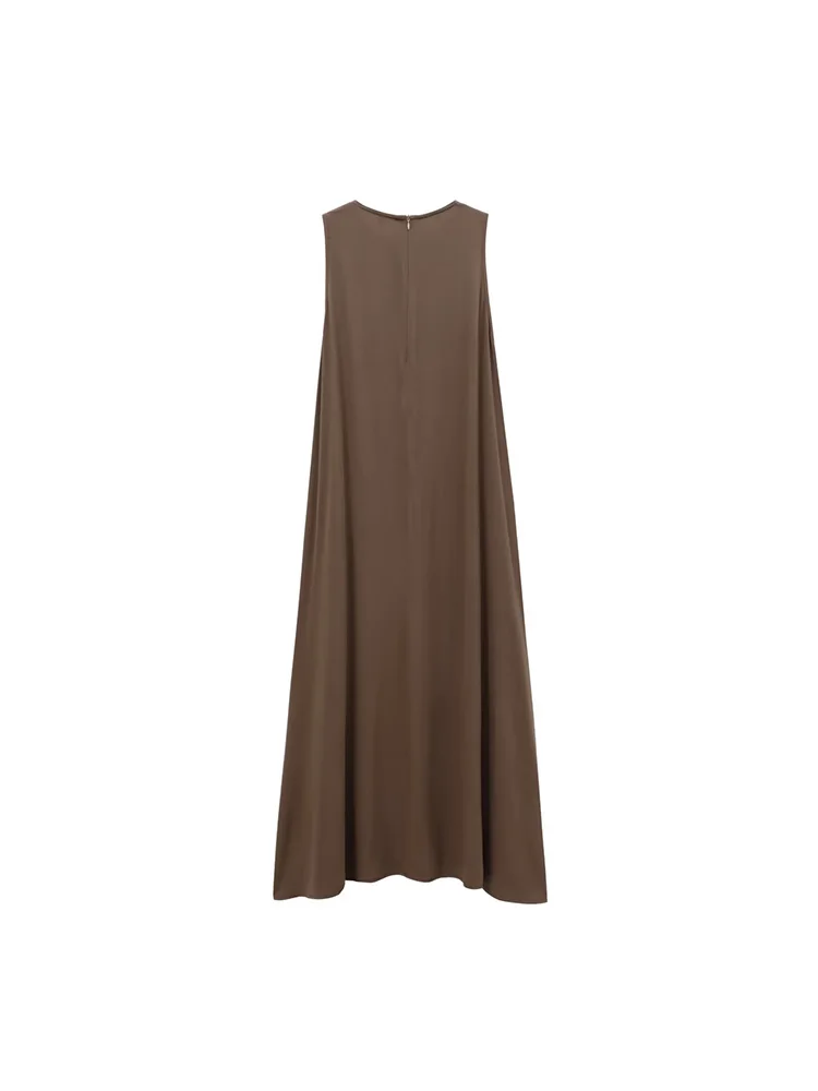 2024 Herbst und Winter Neuankömmlinge Damen einfache lose Rundhals ausschnitt ärmellose Weste Langrock Midi kleid