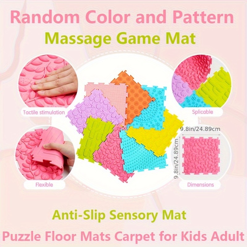 Tapis d'activité de développement précoce pour bébé, intégration sensorielle de la petite enfance, pavé tactile, entraînement rampant, Cognition des couleurs